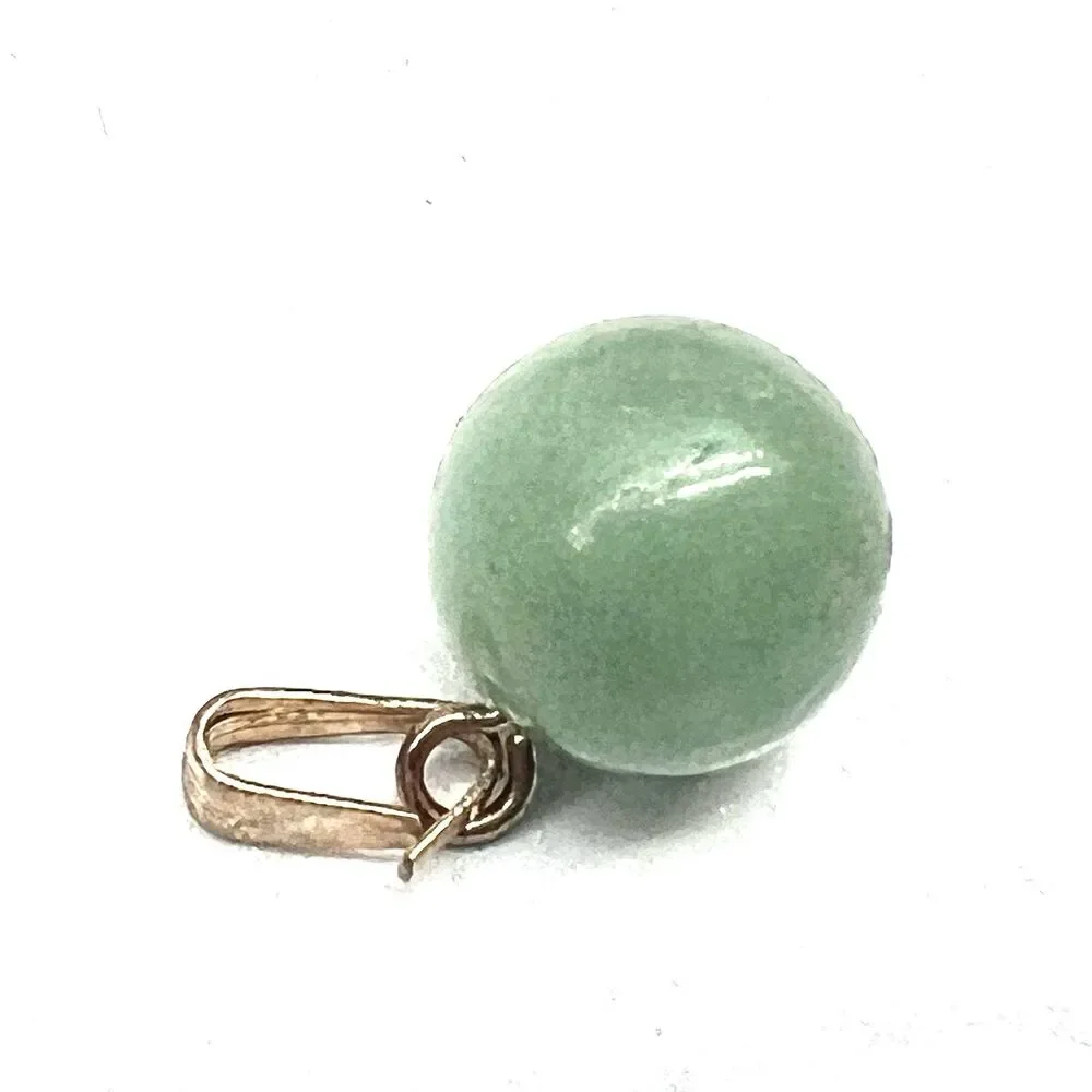 Adventurine Green Polished Quartz Ball Pendant Gold Tone Bail